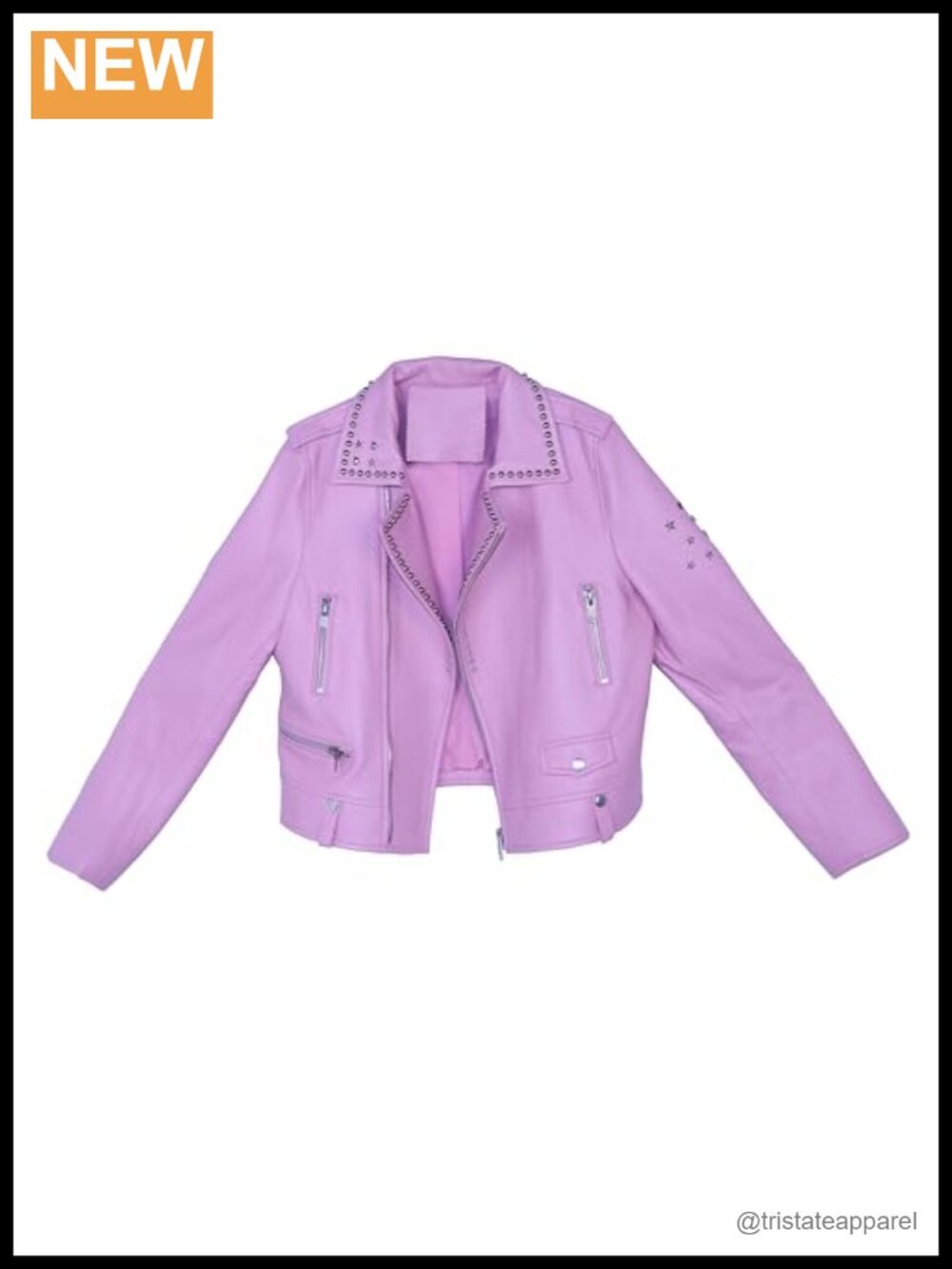 Genuine Leather Biker Jacket Slim Fit Blazer Collar Rivets